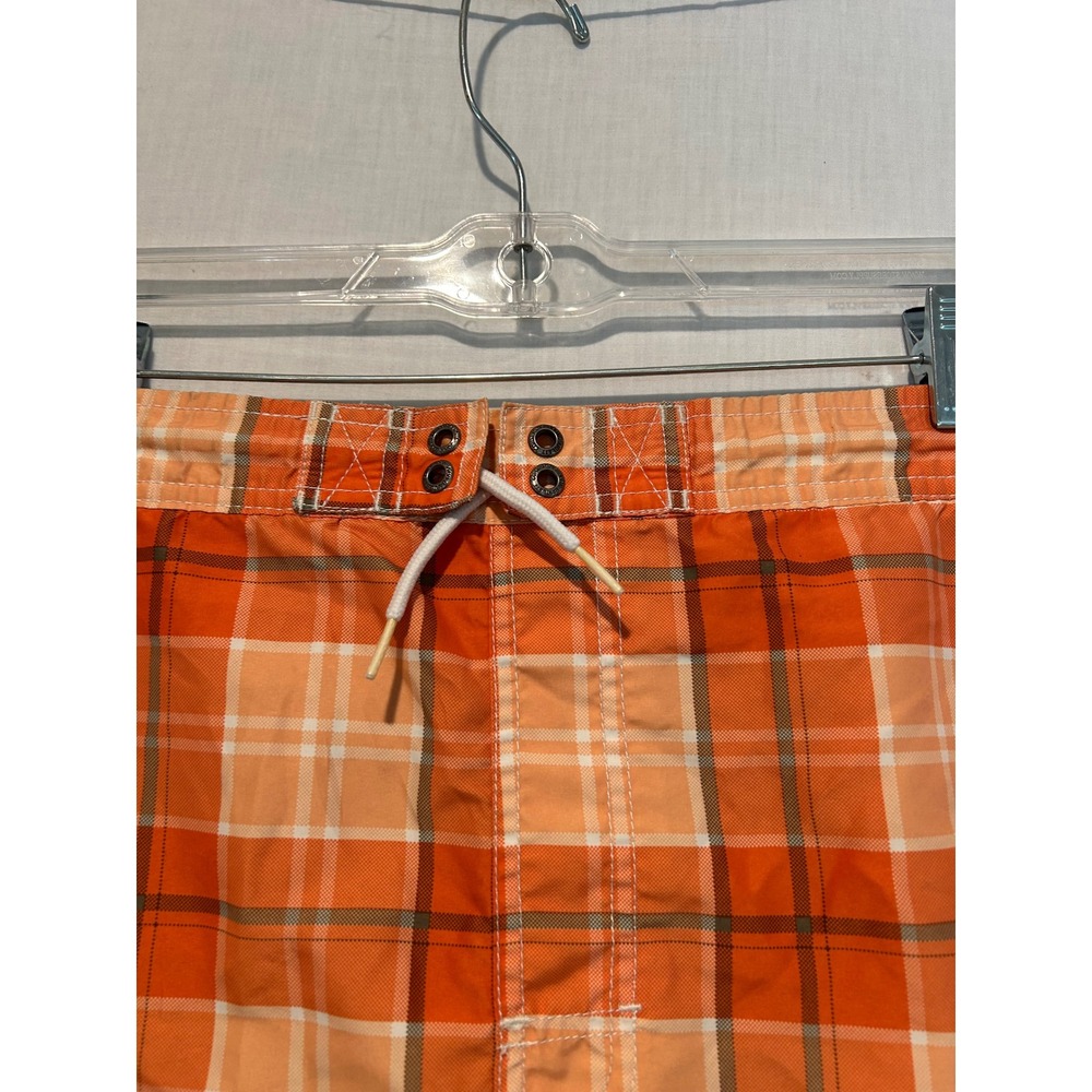 John Bartlett Consensus Mens Orange Plaid Swim Trunks Cargo Pocket Large 2365 - Picture 9 of 11